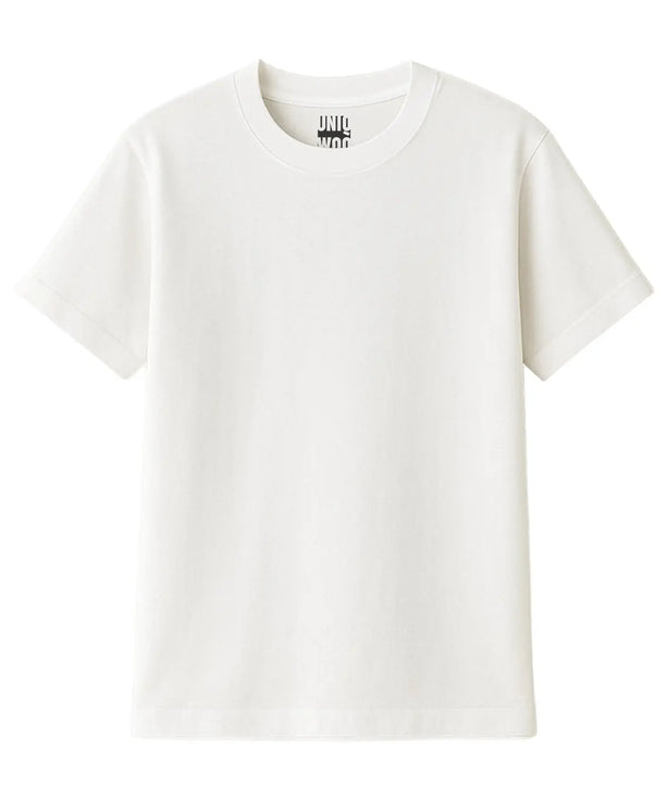 Beyaz Regular Basic Premium Baskısız Tişört uniqwo