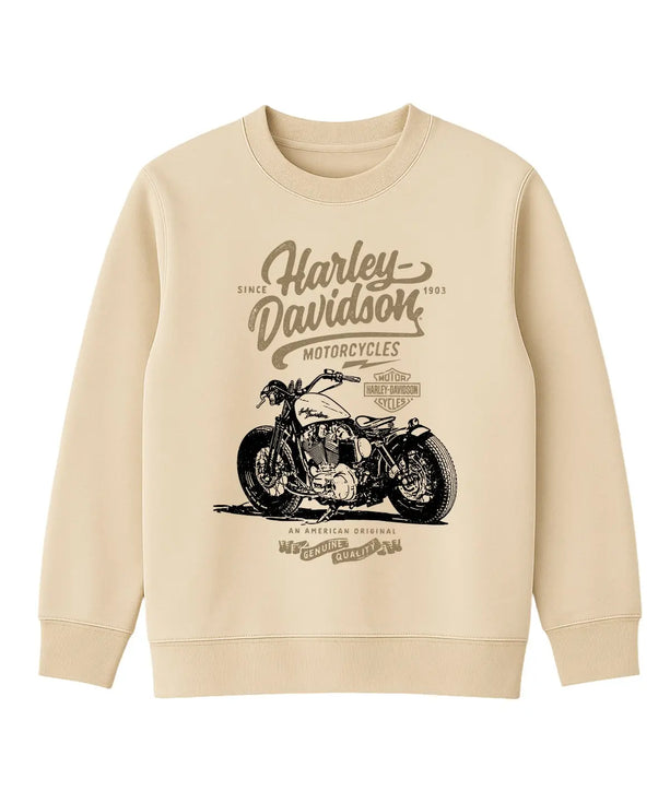 Harley Davidson Klasik Sweatshirt | Retro Motor Baskılı Kalın Sweat