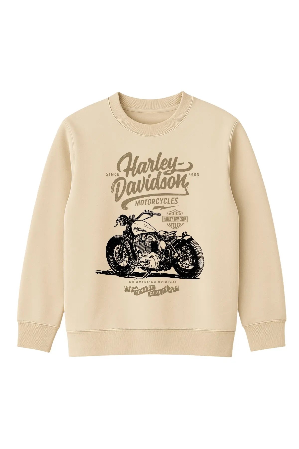 Harley Davidson Klasik Sweatshirt | Retro Motor Baskılı Kalın Sweat