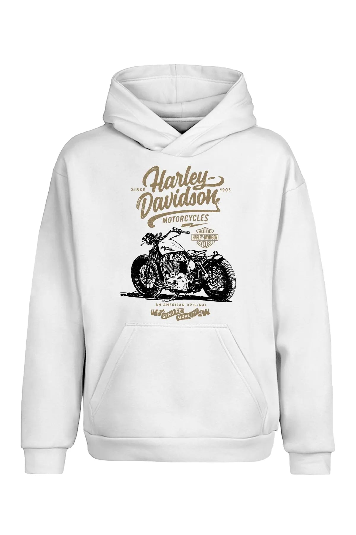 Harley Davidson Klasik Kapüşonlu Sweatshirt – Retro Tarz, Kalın Kumaş