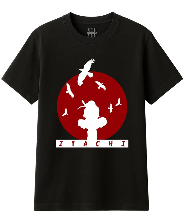 Itachi Kırmızı Ay ve Karga Tasarımlı Naruto Tişört UNIQWO