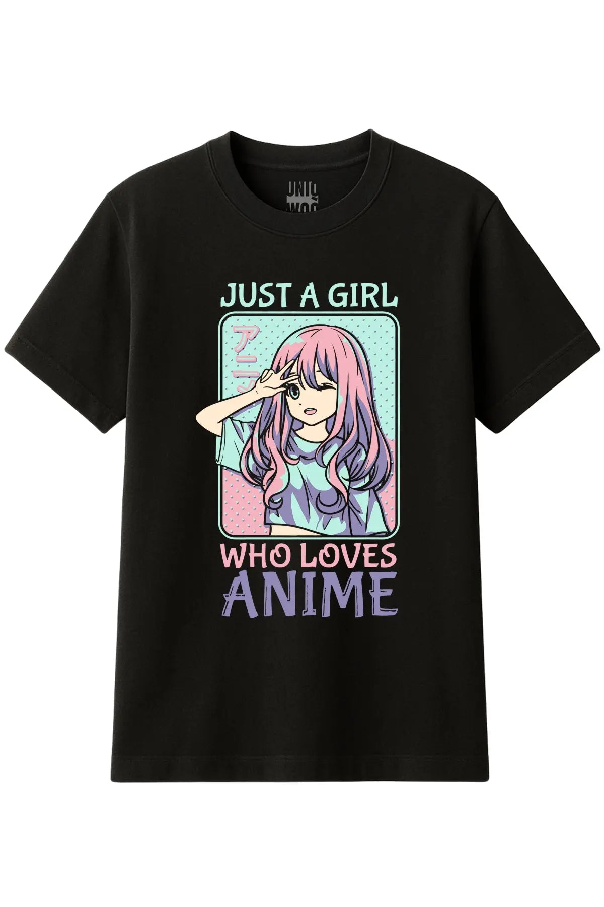 Just A Girl Who Loves Anime Pastel Otaku Tişört UNIQWO