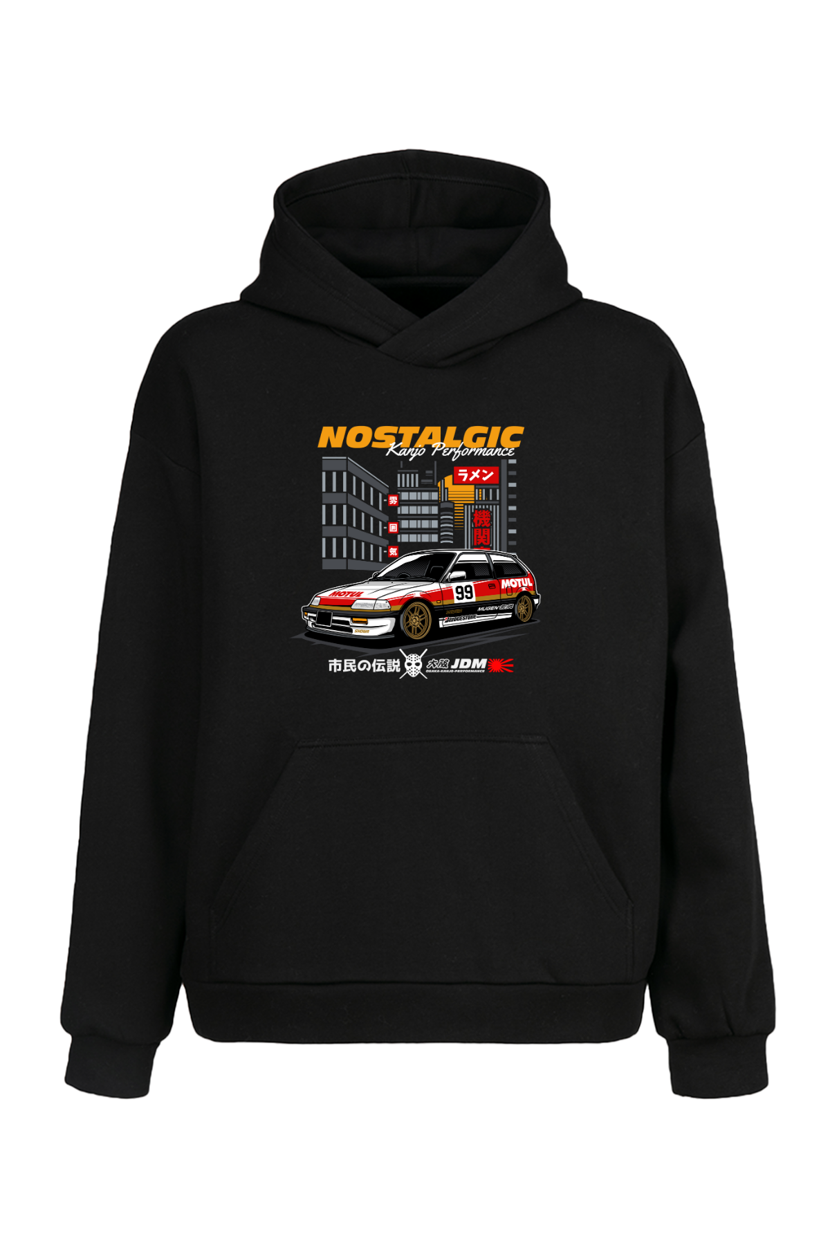 Kanjo Performance JDM Retro Araba Kapüşonlu Sweatshirt UNIQWO
