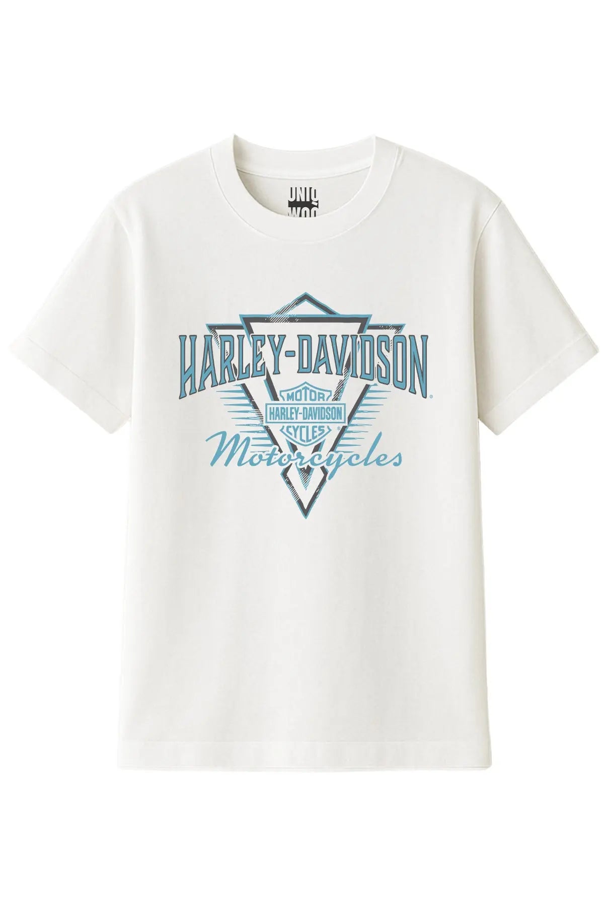 Klasik Harley Mavi Logo Tişört UNIQWO