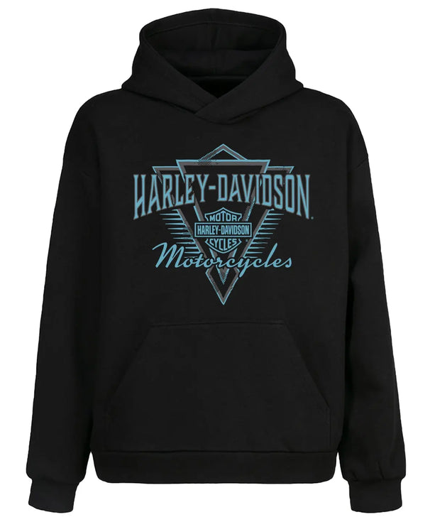Klasik Harley Mavi Logo Kapüşonlu Sweatshirt UNIQWO