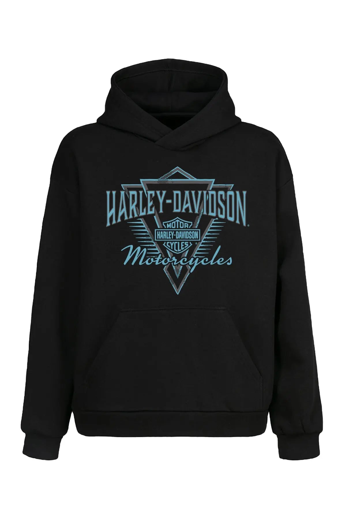 Klasik Harley Mavi Logo Kapüşonlu Sweatshirt UNIQWO