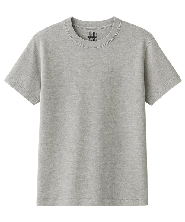Melanj Gri Regular Basic Premium Baskısız Tişört uniqwo