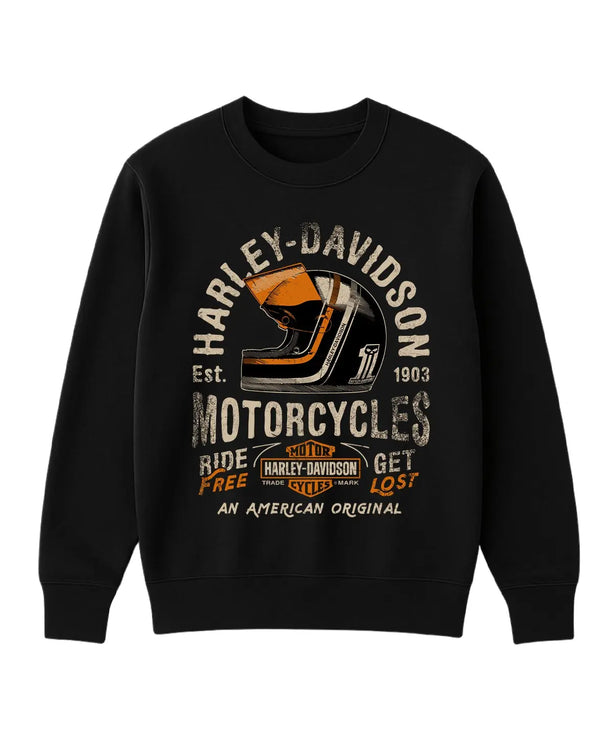 Retro Kasklı Harley Davidson Sweatshirt | UNİQWO