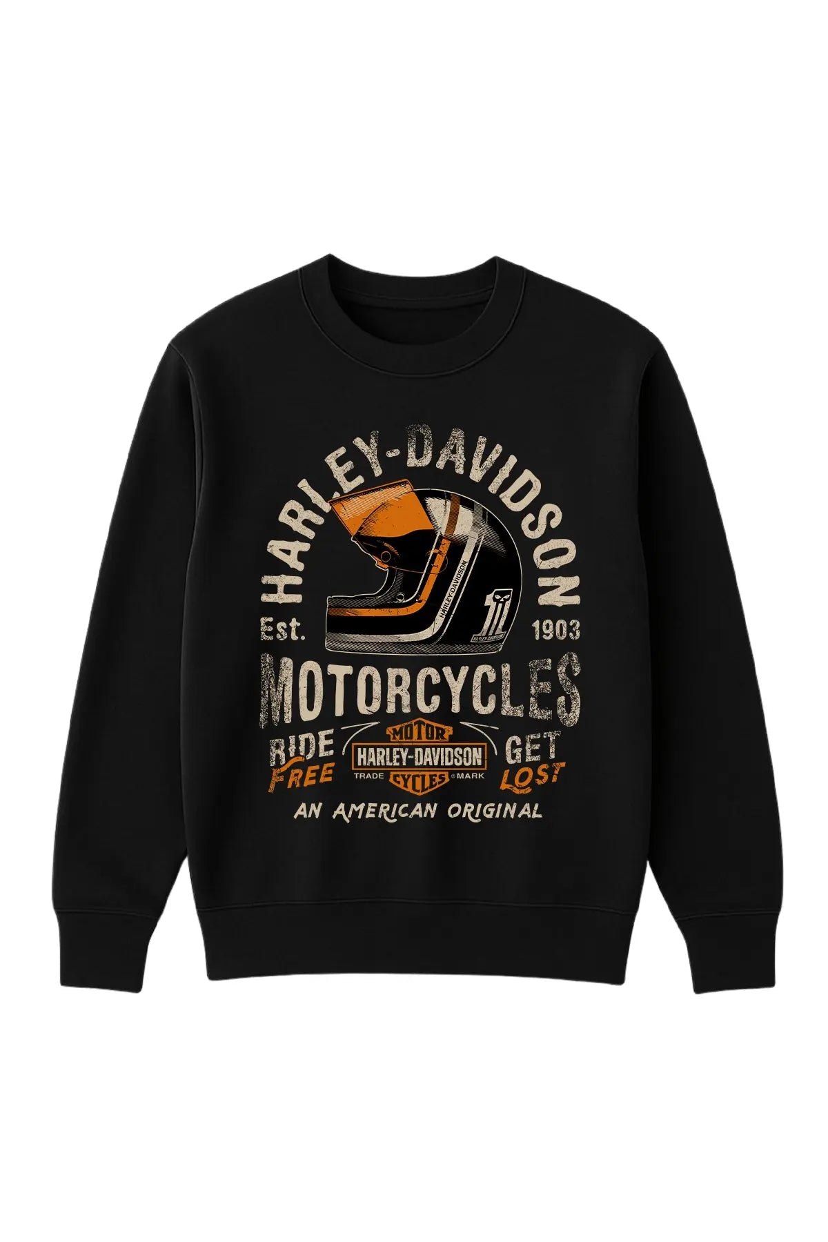 Retro Kasklı Harley Davidson Sweatshirt | UNİQWO