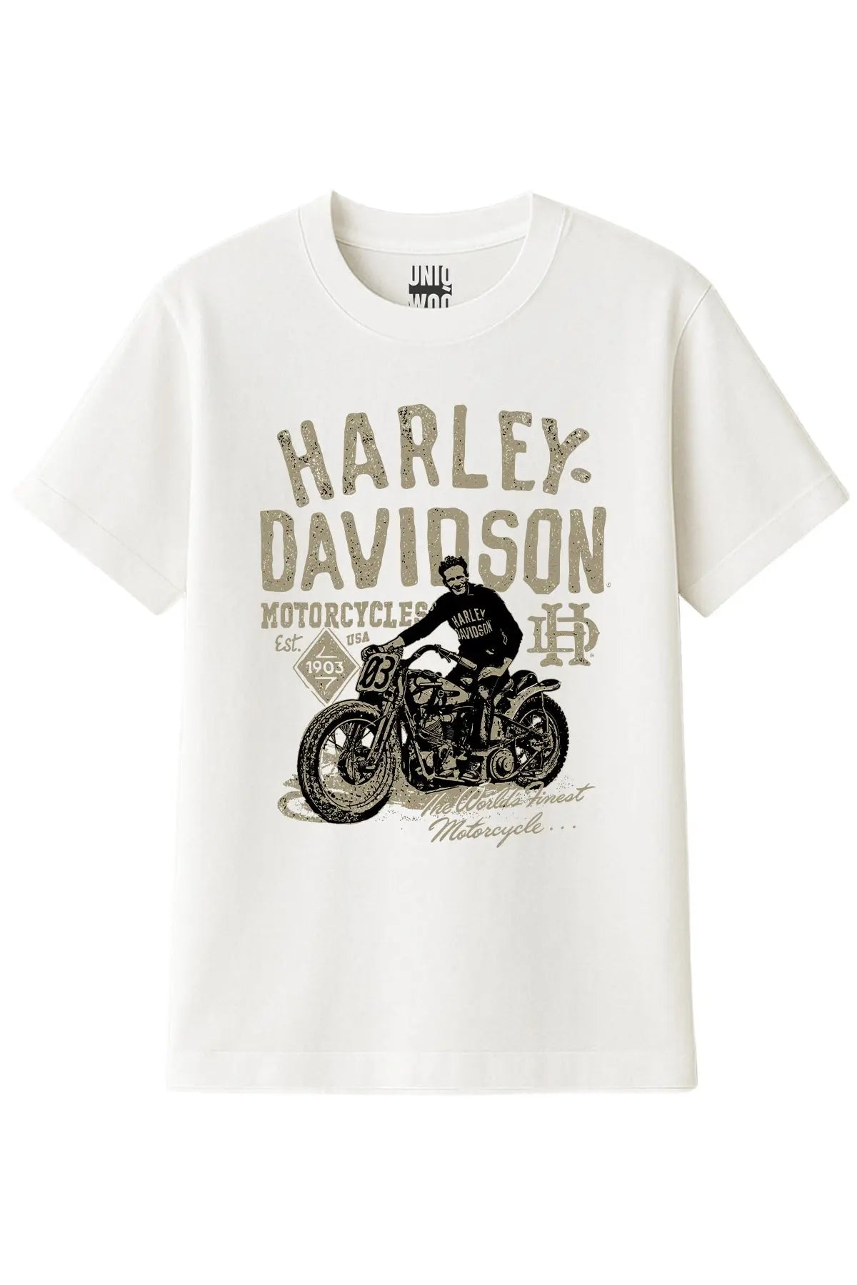 Vintage Motorcu Harley Davidson Tişört UNIQWO