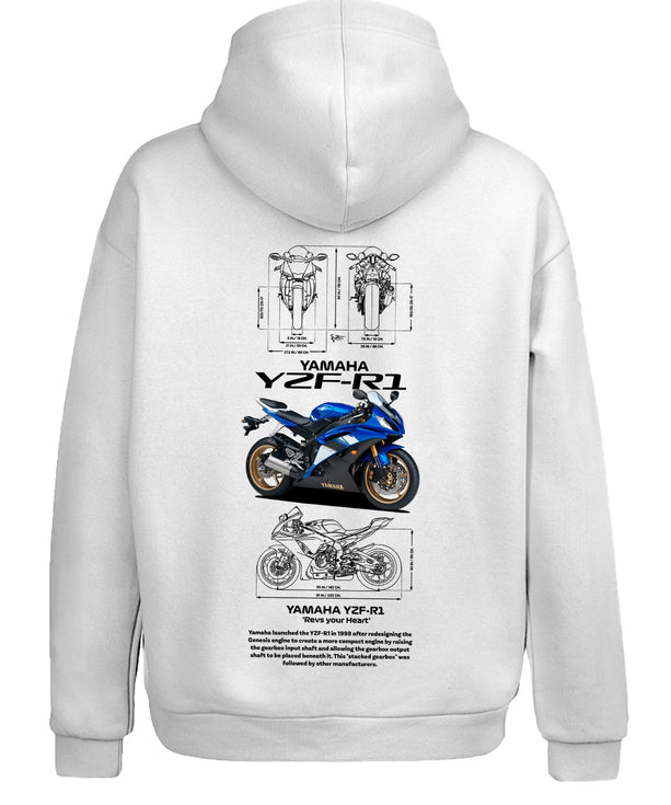 Yamaha YZF R1 Azul Kapüşonlu Sweatshirt UNIQWO