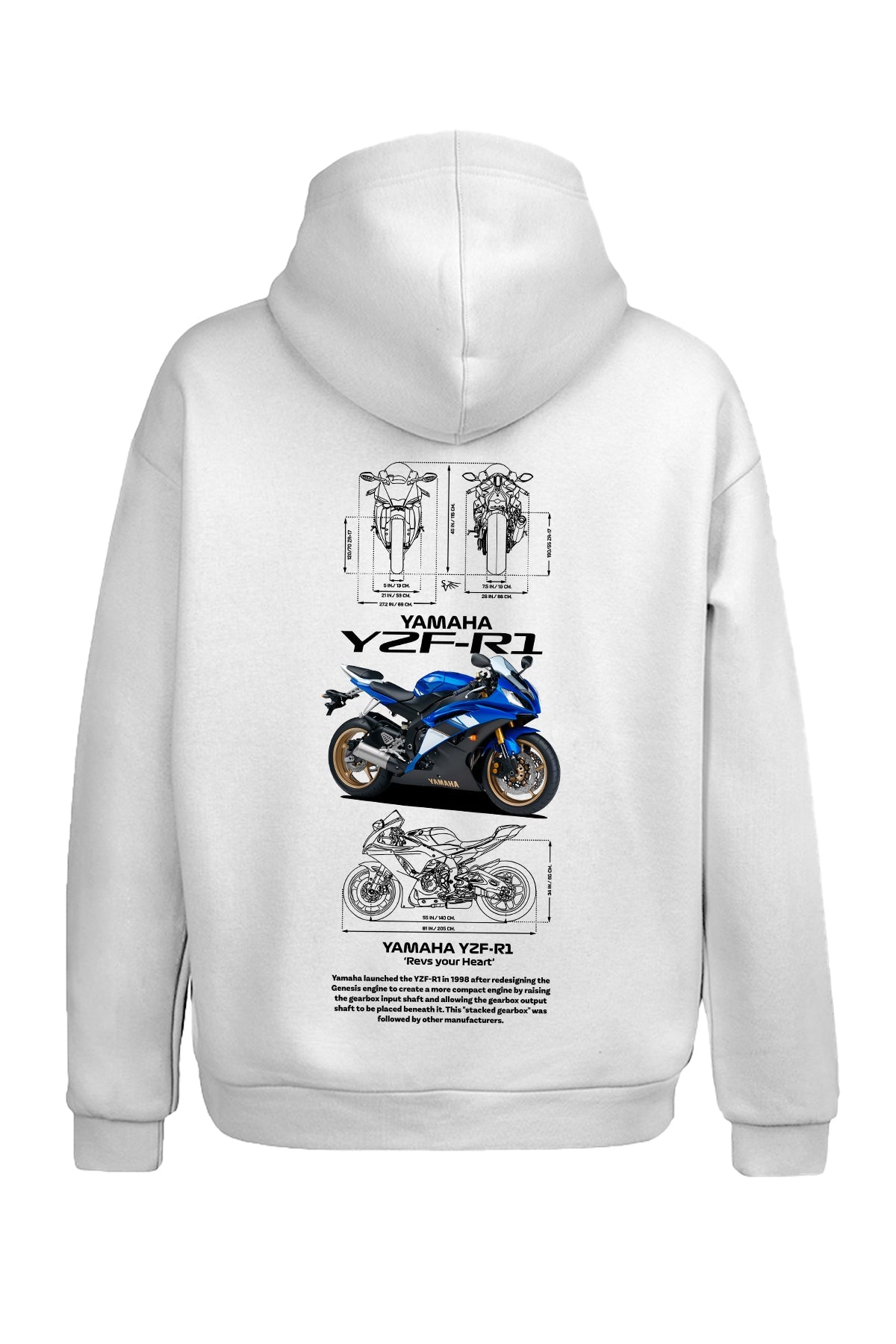 Yamaha YZF R1 Azul Kapüşonlu Sweatshirt UNIQWO